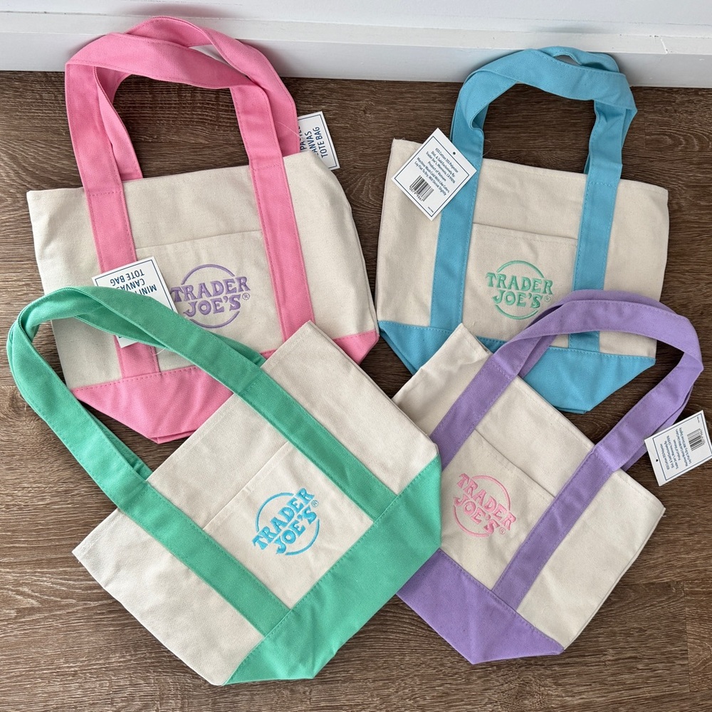Trader Joe’s Mini Canvas Tote Bag for 1 Mint Green-NEW With Tag Limited Edition
